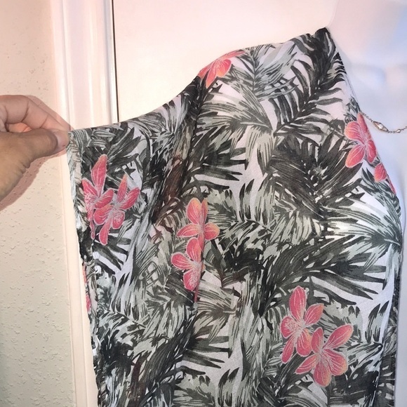 Just Be Tropical Floral Open Front Swim Coverup One Size Palm Leaf - Picture 2 of 9